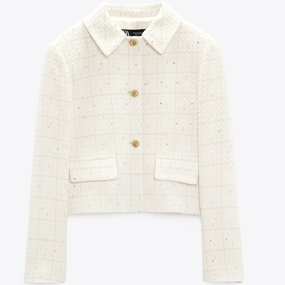Zara textured plaid blazer